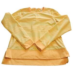 Lululemon Warm Up Crew Womens 4 Running Striped Yellow Yoga Activewear Long Slve